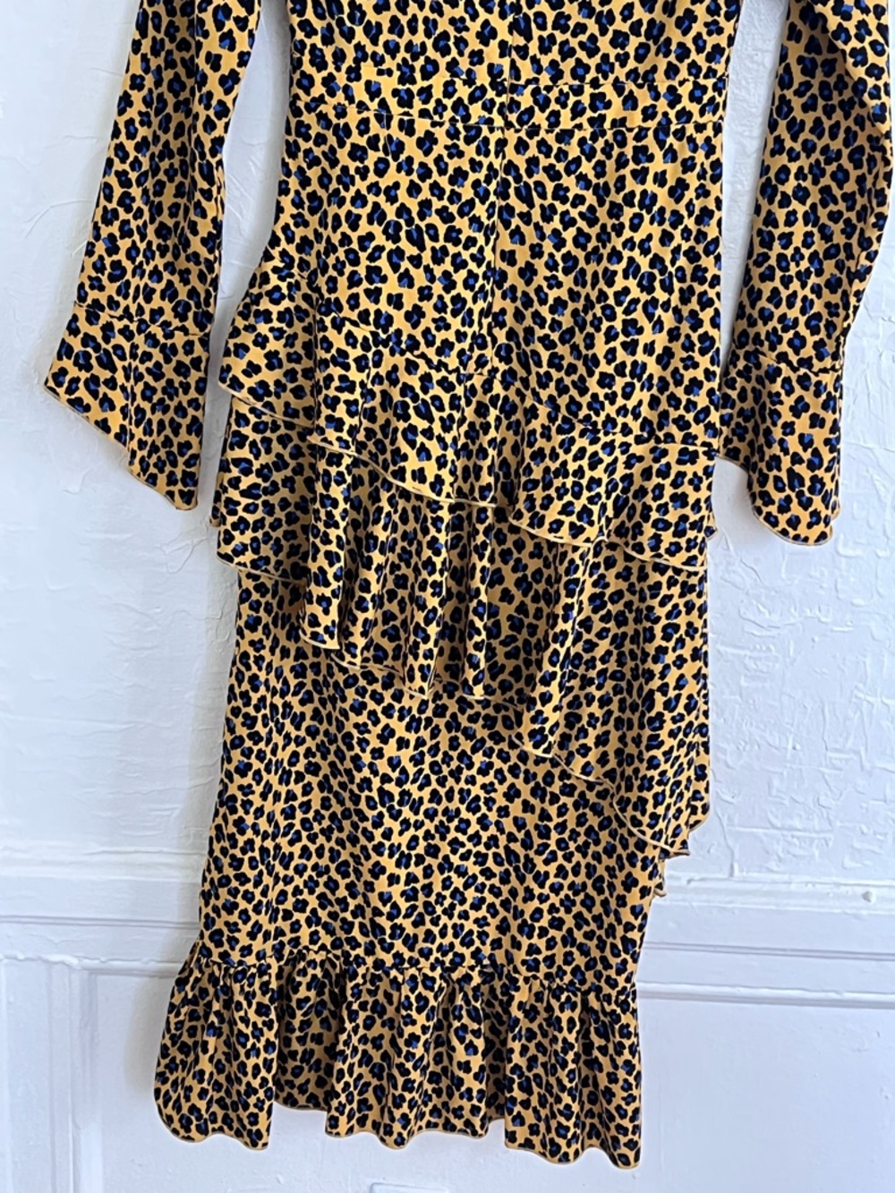 Leopard Animal Print High-Low Ruffle Dress Night Out Maximalist Party Girl S - Picture 4 of 12